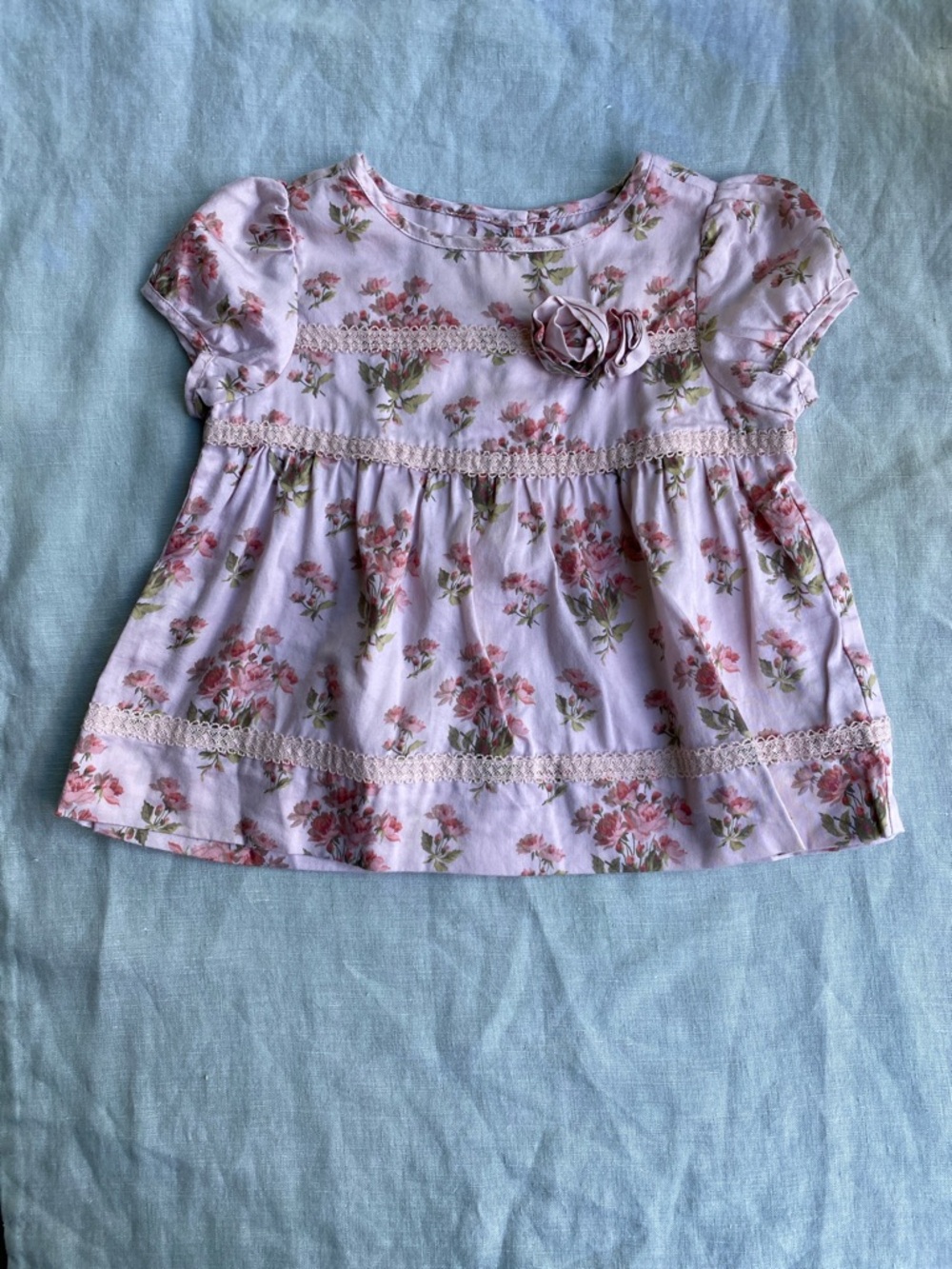 Janie & Jack light pink floral rosette  100% cotton top